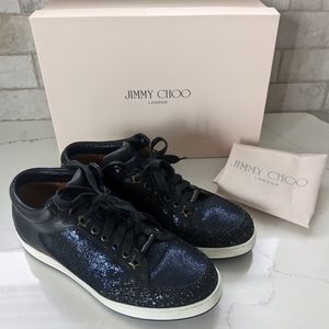 JIMMY CHOO London black/blue sparkle Miami sneakers